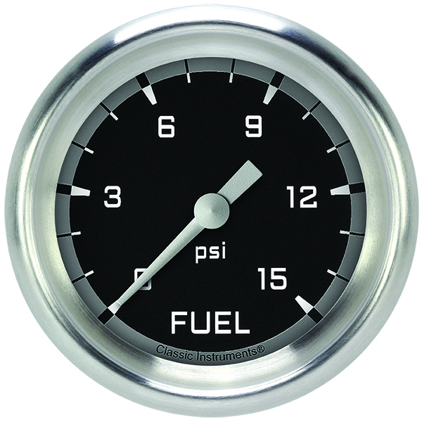 Classic Instruments AX345GAPF - Autocross Gray 2 5/8" Fuel Pressure Gauge, 15 psi