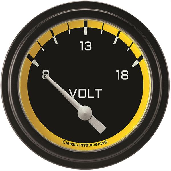 Classic Instruments AX230YBLF - Autocross Yellow 2 5/8" Volt Gauge