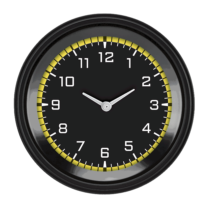 Classic Instruments AX93YBLF - AutoCross Yellow 3 3/8" Clock