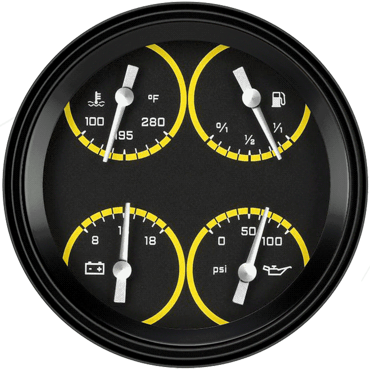 Classic Instruments AX75YBLF - AutoCross Yellow 4 5/8" Quad