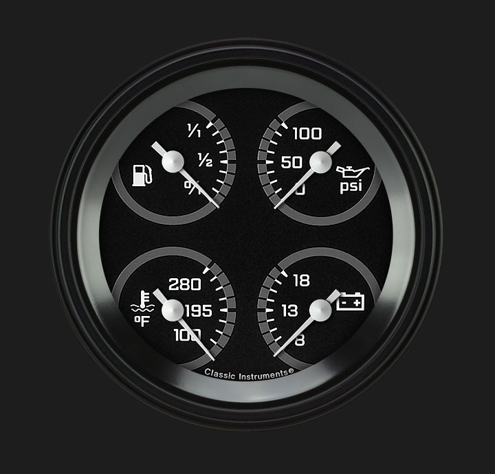Classic Instruments AX76GBLF - AutoCross Gray 3 3/8" Quad