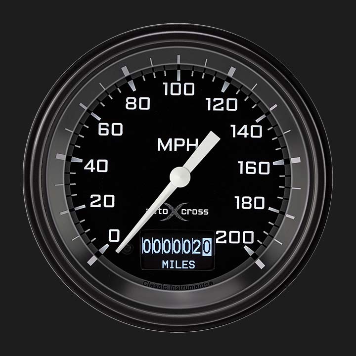 Classic Instruments AX57DGBLF - AutoCross Gray 3 3/8" Speedometer with Information Screen Classic Instruments AX57DGBLF - AutoCross Gray 3 3/8" Speedometer with Information Screen