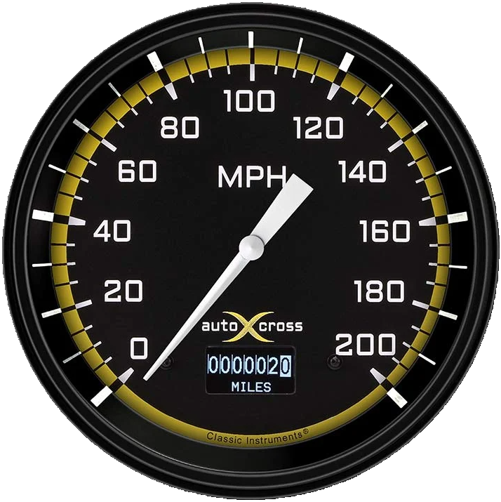 Classic Instruments AX56DYBLF - AutoCross Yellow 4 5/8" Speedometer with Information Screen
