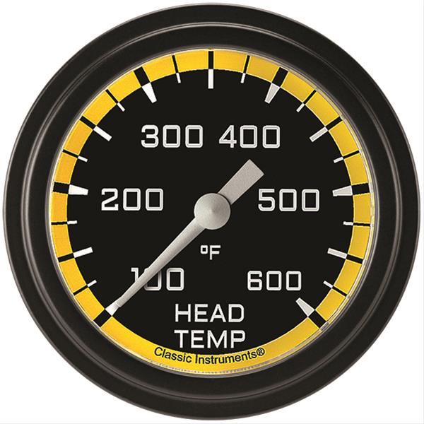 Classic Instruments AX397YBLF - Autocross Yellow 2 5/8" Cylinder Head Temp. Gauge