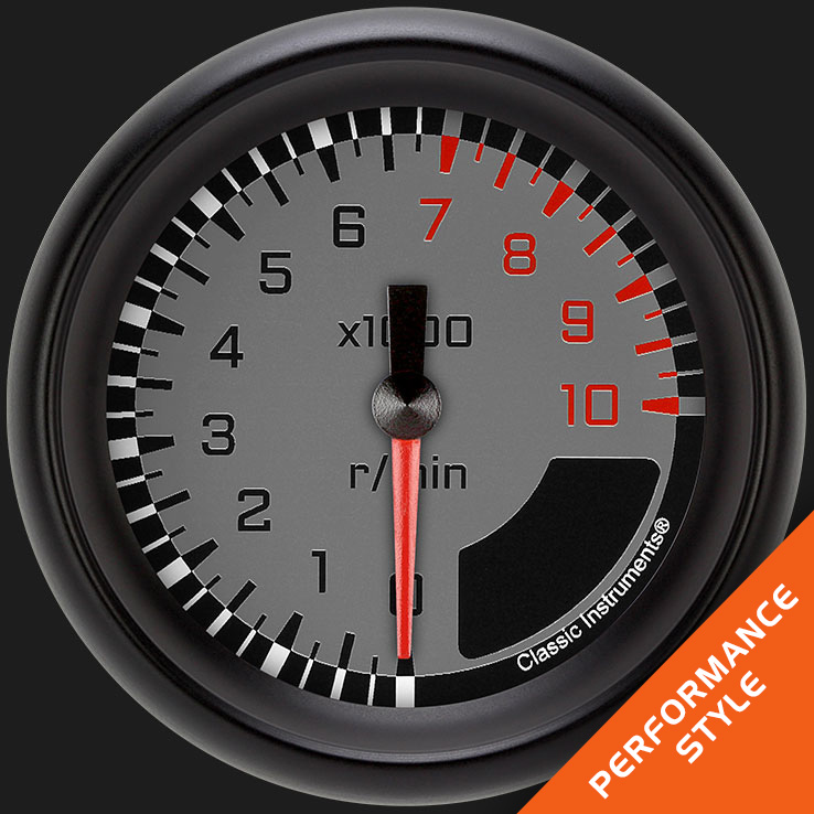 Classic Instruments AX383GBPF - AutoCross Gray 2 5/8" Tachometer