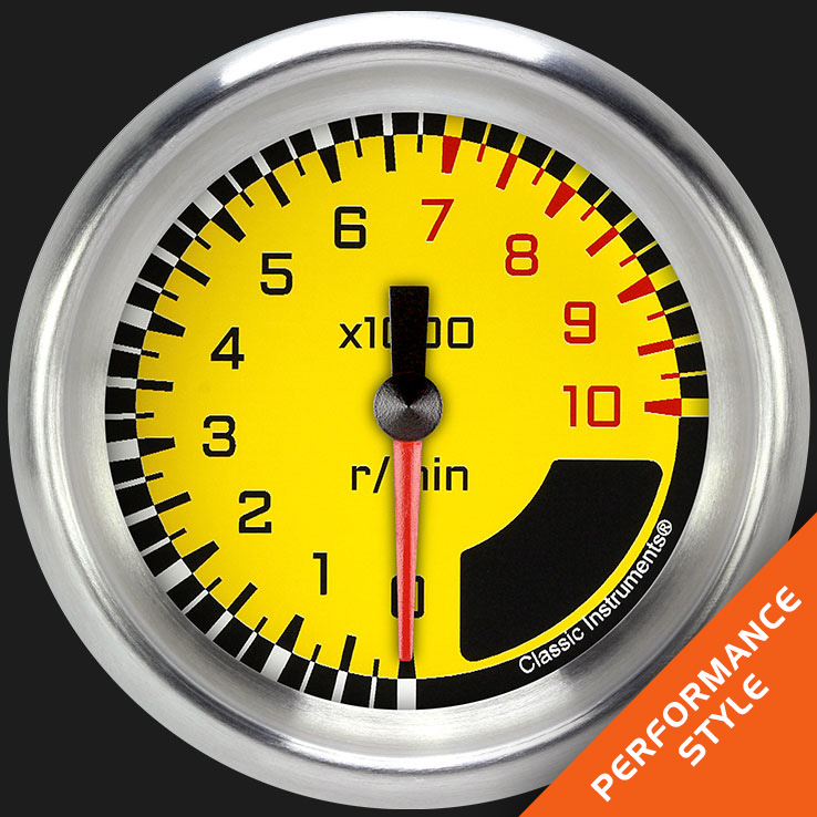 Classic Instruments AX383YAPF - AutoCross Yellow 2 5/8" Tachometer