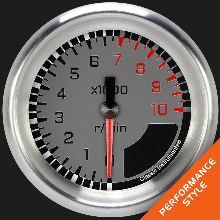 Classic Instruments AX383GAPF - AutoCross Gray 2 5/8" Tachometer