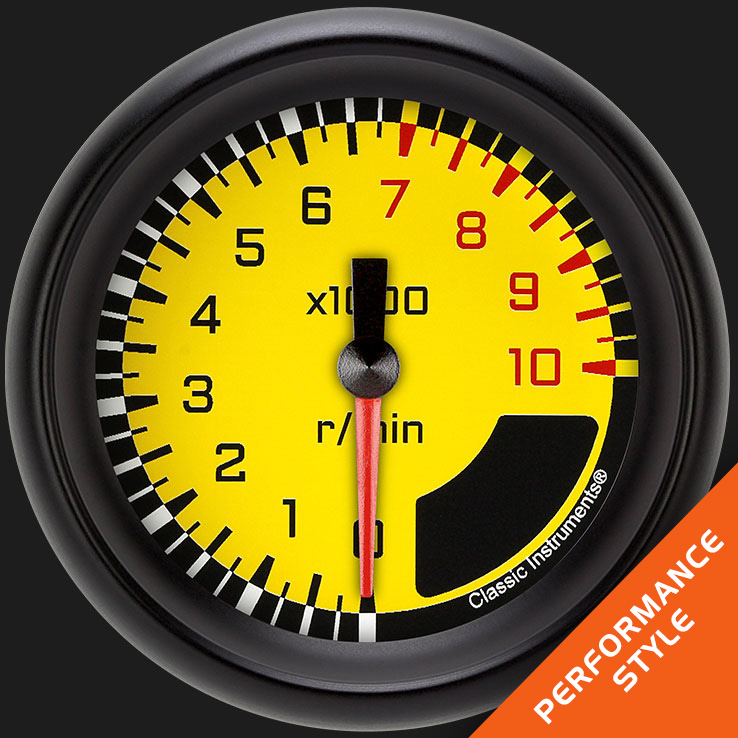 Classic Instruments AX383YBPF - AutoCross Yellow 2 5/8" Tachometer Classic Instruments AX383YBPF - AutoCross Yellow 2 5/8" Tachometer