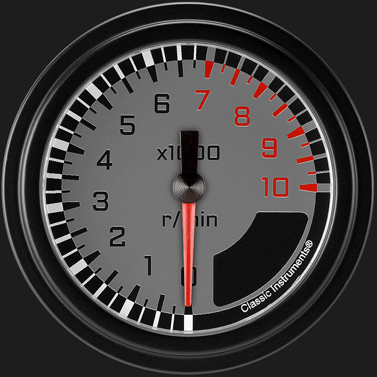 Classic Instruments AX383GBLF - AutoCross Gray 2 5/8" Tachometer