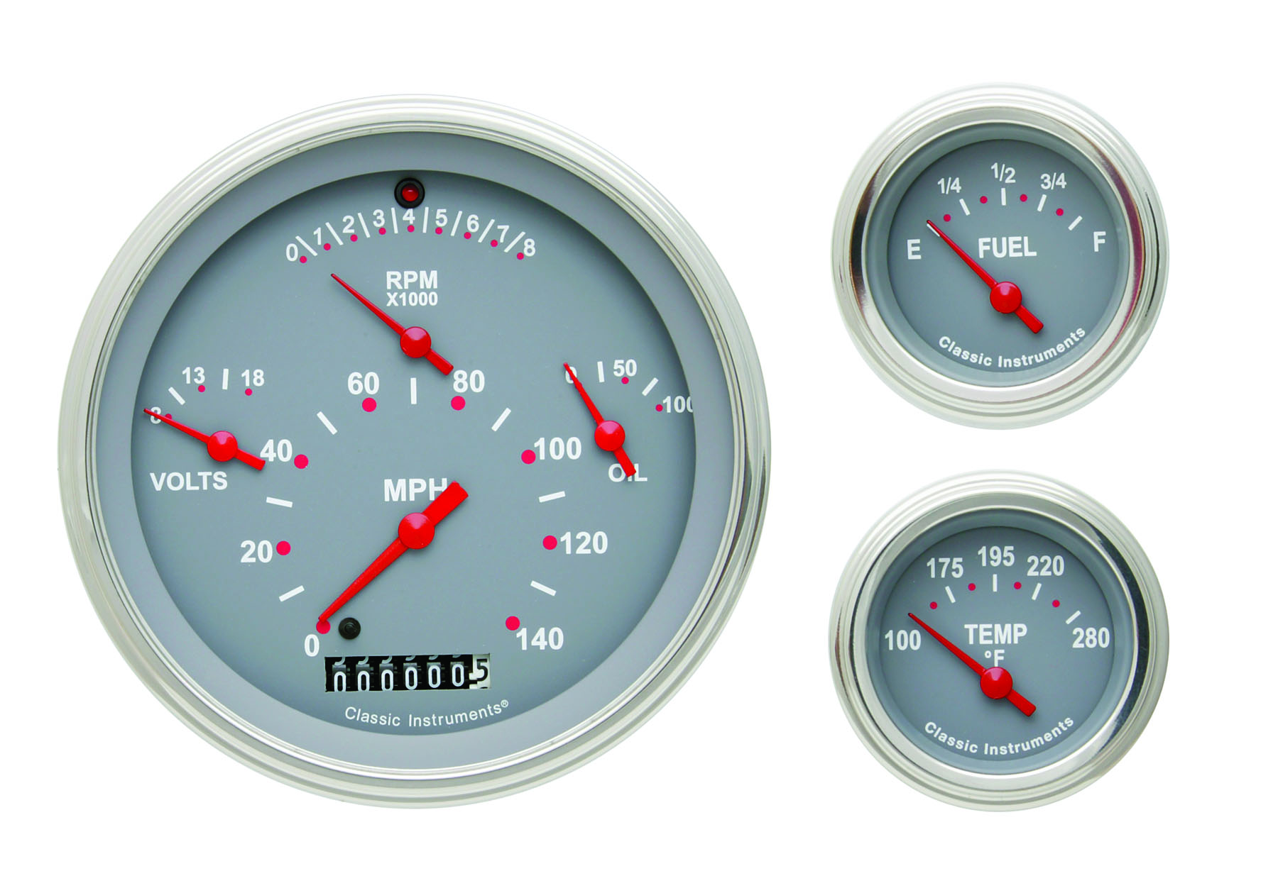 Classic Instruments CH01GSLC - 57 CHEVY 6 GAUTOGE SET GREY-GM