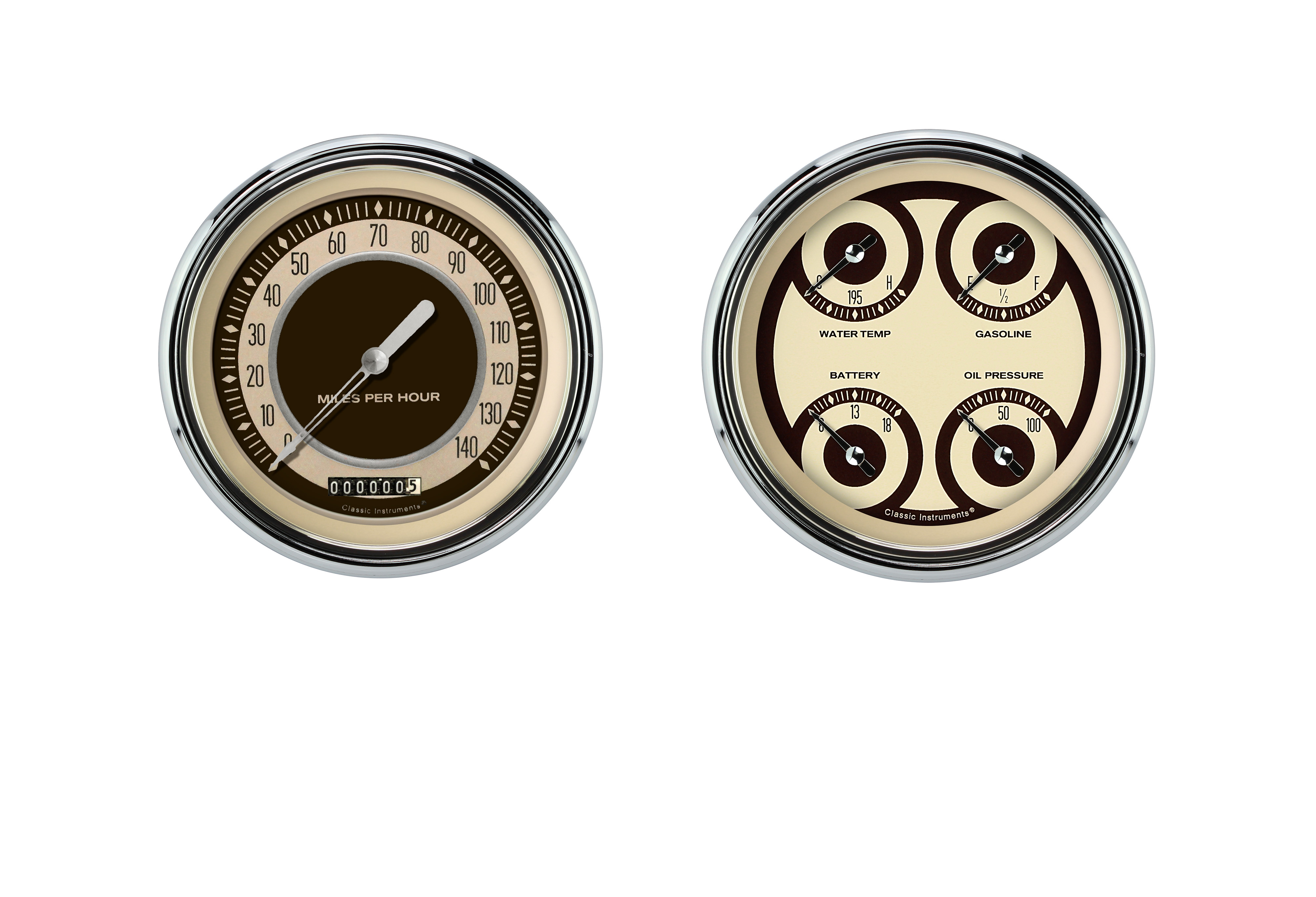 Classic Instruments CT47NT52-LS - 47-'53 NOSTALGIA CHV TRK- SPEED/QUAD-LS Classic Instruments CT47NT52-LS - 47-'53 NOSTALGIA CHV TRK- SPEED/QUAD-LS