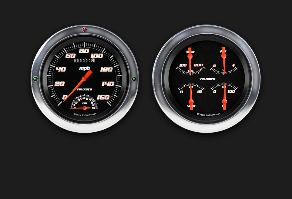 Classic Instruments CT54VSB62 - Velocity Series Black 1954-55 Chevy Truck Package w/ Speedtachular