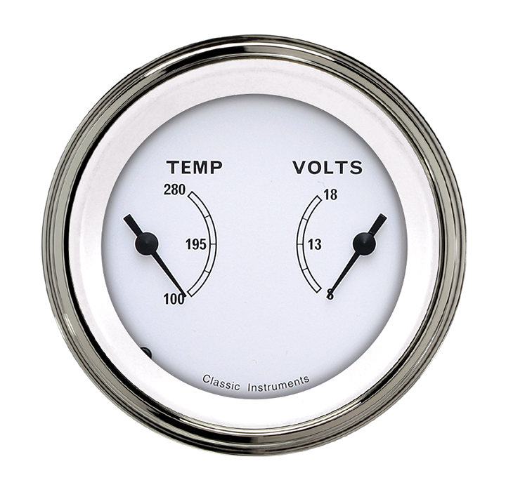 Classic Instruments CW74SLC - CLASSIC WHITE 3IN DUAL - TEMP & VOLT
