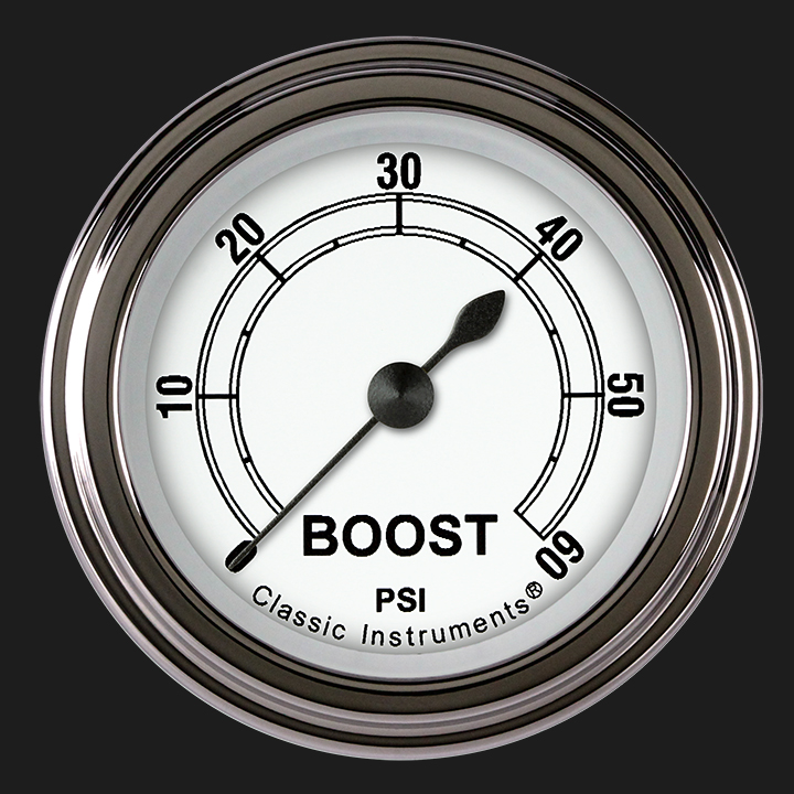 Classic Instruments CW143SLF - Classic White 2 1/8" Boost Gauge, 60 psi