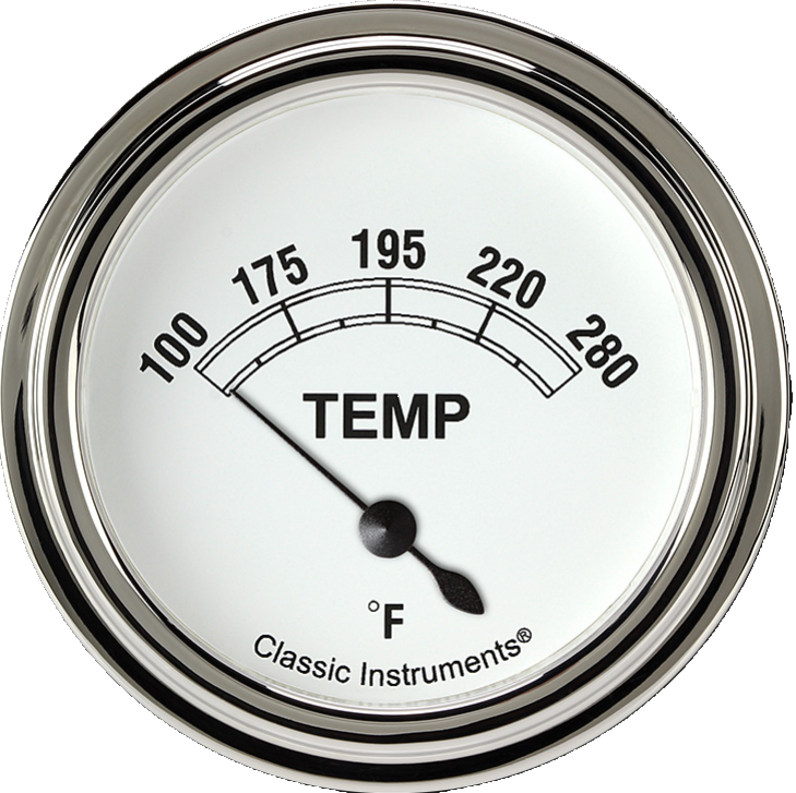 Classic Instruments CW226SLF-02 - Classic White 2 5/8" Short Sweep Water Temperature Gauge