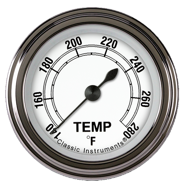 Classic Instruments CW126SLF-08 - Classic White  2 1/8" Full Sweep Water Temperature Gauge