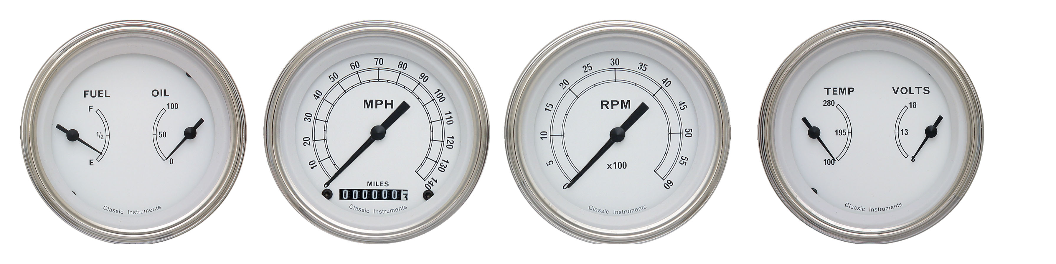 Classic Instruments CW05SLC - CLASSIC WHITE 3IN SPEEDO/TACH/2 DUAL-GM Classic Instruments CW05SLC - CLASSIC WHITE 3IN SPEEDO/TACH/2 DUAL-GM