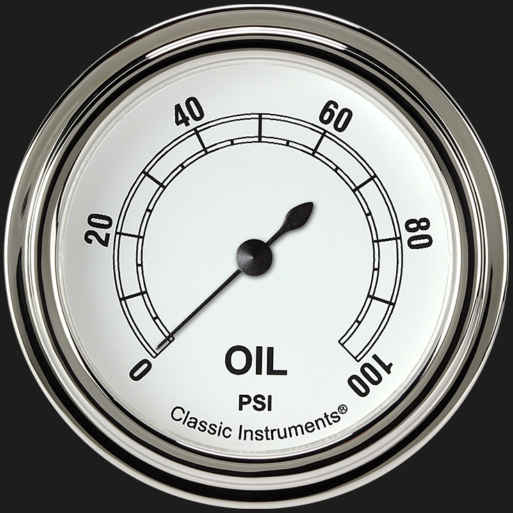 Classic Instruments CW381SLF - Classic White 2 5/8" Oil Pressure Gauge Classic Instruments CW381SLF - Classic White 2 5/8" Oil Pressure Gauge