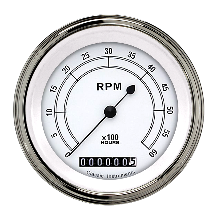 Classic Instruments CW60HSLF - Classic White 3 3/8" Tachometer Classic Instruments CW60HSLF - Classic White 3 3/8" Tachometer