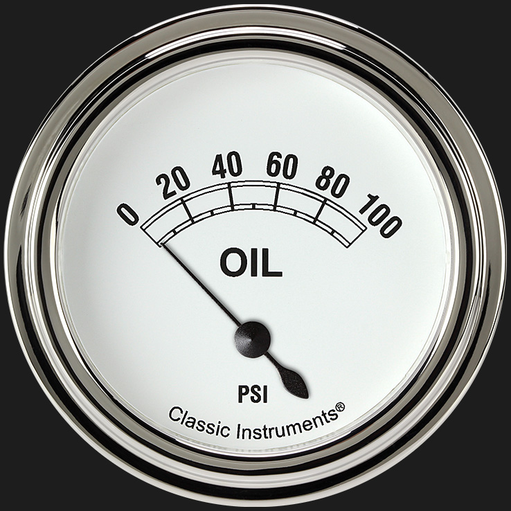 Classic Instruments CW281SLF - Classic White 2 5/8" Oil Pressure Gauge Classic Instruments CW281SLF - Classic White 2 5/8" Oil Pressure Gauge