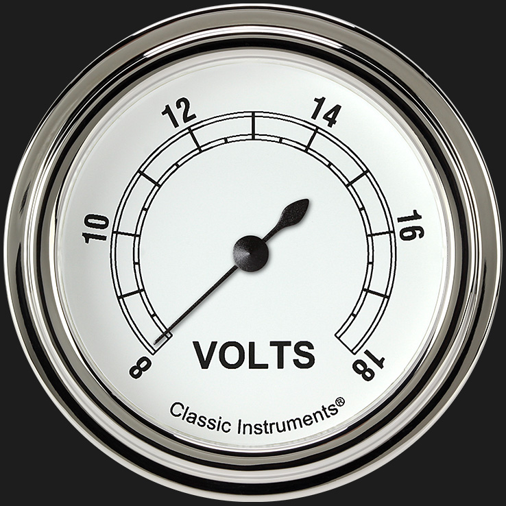 Classic Instruments CW330SLF - Classic White 2 5/8" Voltage Gauge