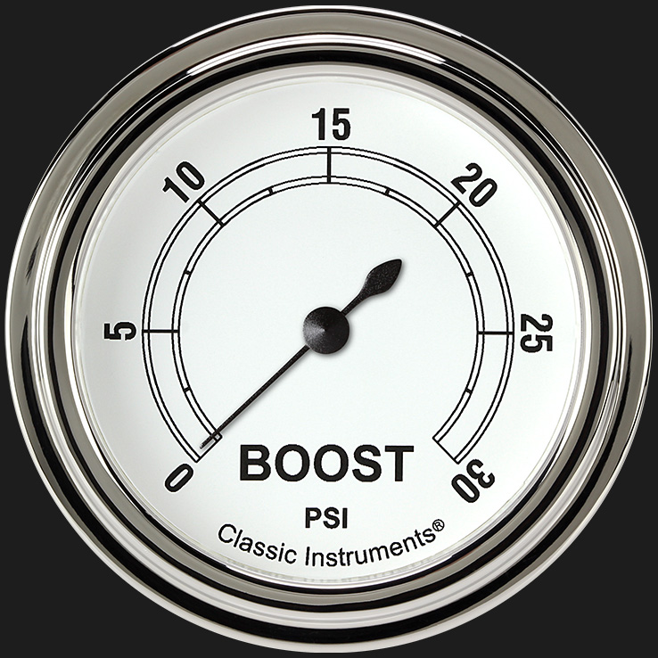 Classic Instruments CW342SLF - Classic White 2 5/8" Boost Gauge, 30 psi
