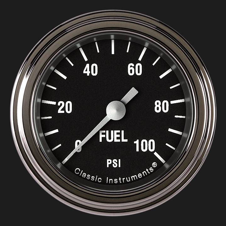 Classic Instruments HR146SLF - Hot Rod 2 1/8" Fuel Pressure Gauge, 100 psi Classic Instruments HR146SLF - Hot Rod 2 1/8" Fuel Pressure Gauge, 100 psi
