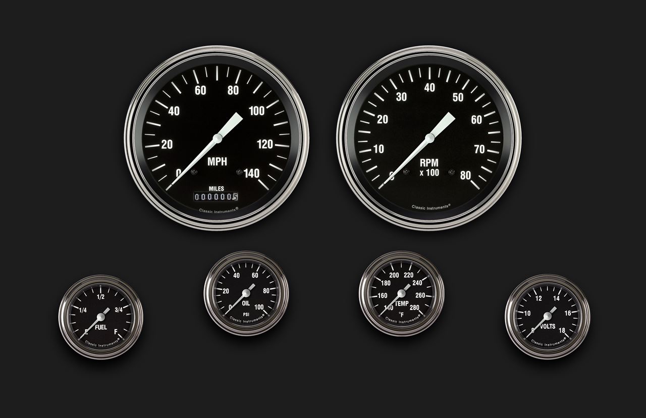 Classic Instruments HR151SLF - Hot Rod Six Gauge Set 151 Classic Instruments HR151SLF - Hot Rod Six Gauge Set 151