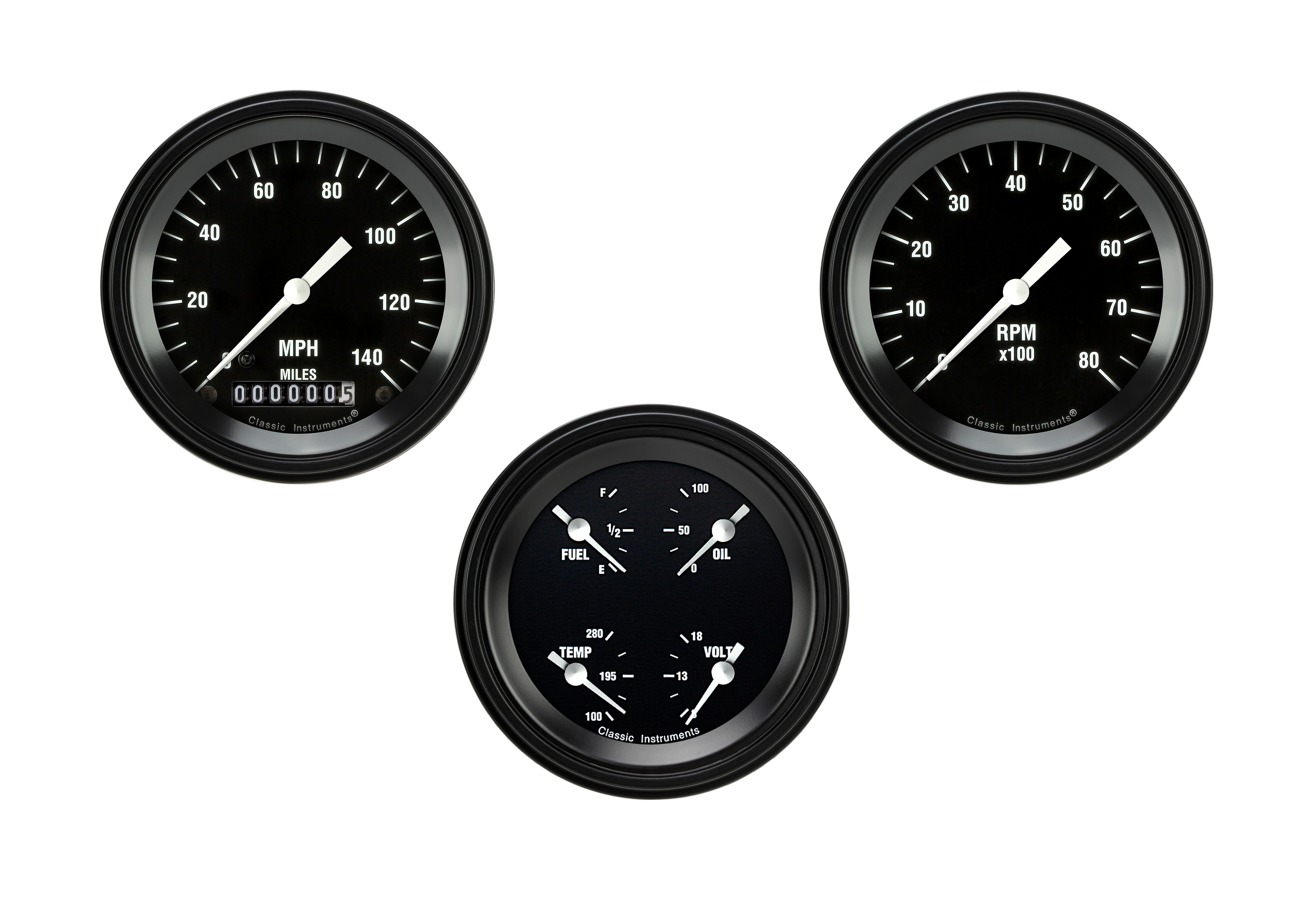 Classic Instruments HR03BLF - Hot Rod Series 3 Gauge Package Classic Instruments HR03BLF - Hot Rod Series 3 Gauge Package