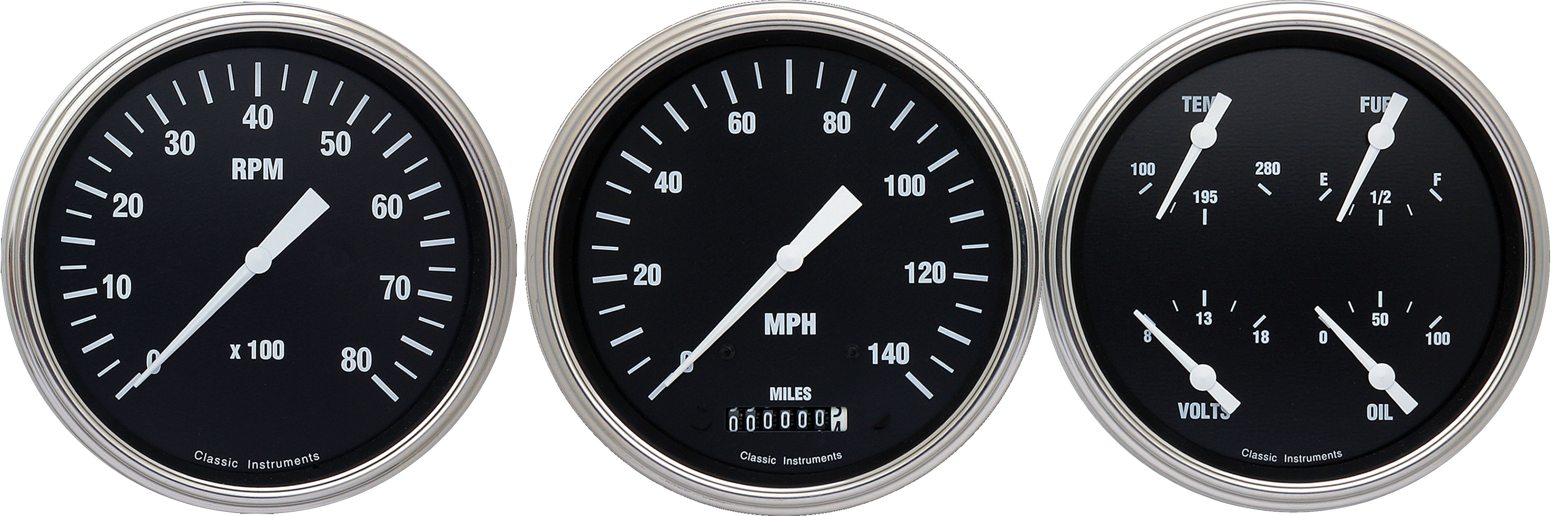 Classic Instruments HR53SLC - HOT ROD 5IN SPEEDO, 5IN QUAD, 5IN TACH-GM Classic Instruments HR53SLC - HOT ROD 5IN SPEEDO, 5IN QUAD, 5IN TACH-GM