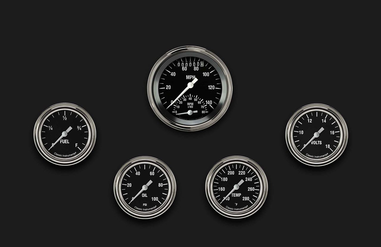 Classic Instruments HR335SLF - Hot Rod Five Gauge Set 335 Classic Instruments HR335SLF - Hot Rod Five Gauge Set 335