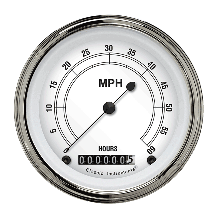 Classic Instruments LSCW - Classic White 3 3/8" Low Speed Speedometer Classic Instruments LSCW - Classic White 3 3/8" Low Speed Speedometer