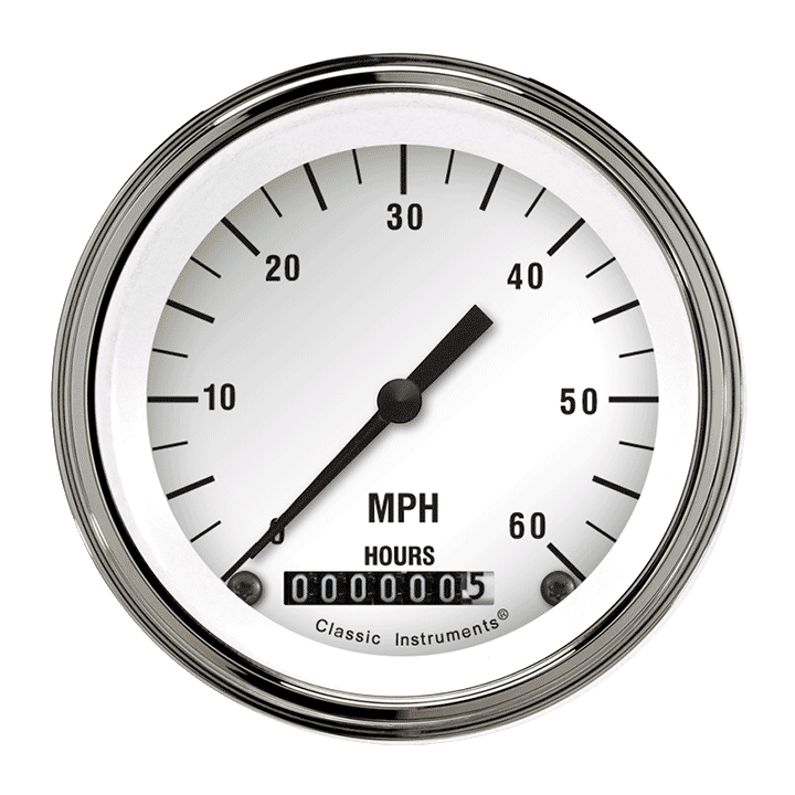 Classic Instruments LSWH - White Hot 3 3/8" Low Speed Speedometer