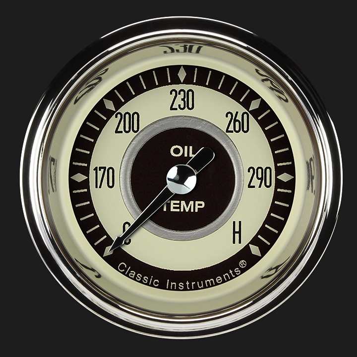 Classic Instruments NT128SHC - Nostalgia VT 2 1/8" Oil Temperature Gauge Classic Instruments NT128SHC - Nostalgia VT 2 1/8" Oil Temperature Gauge