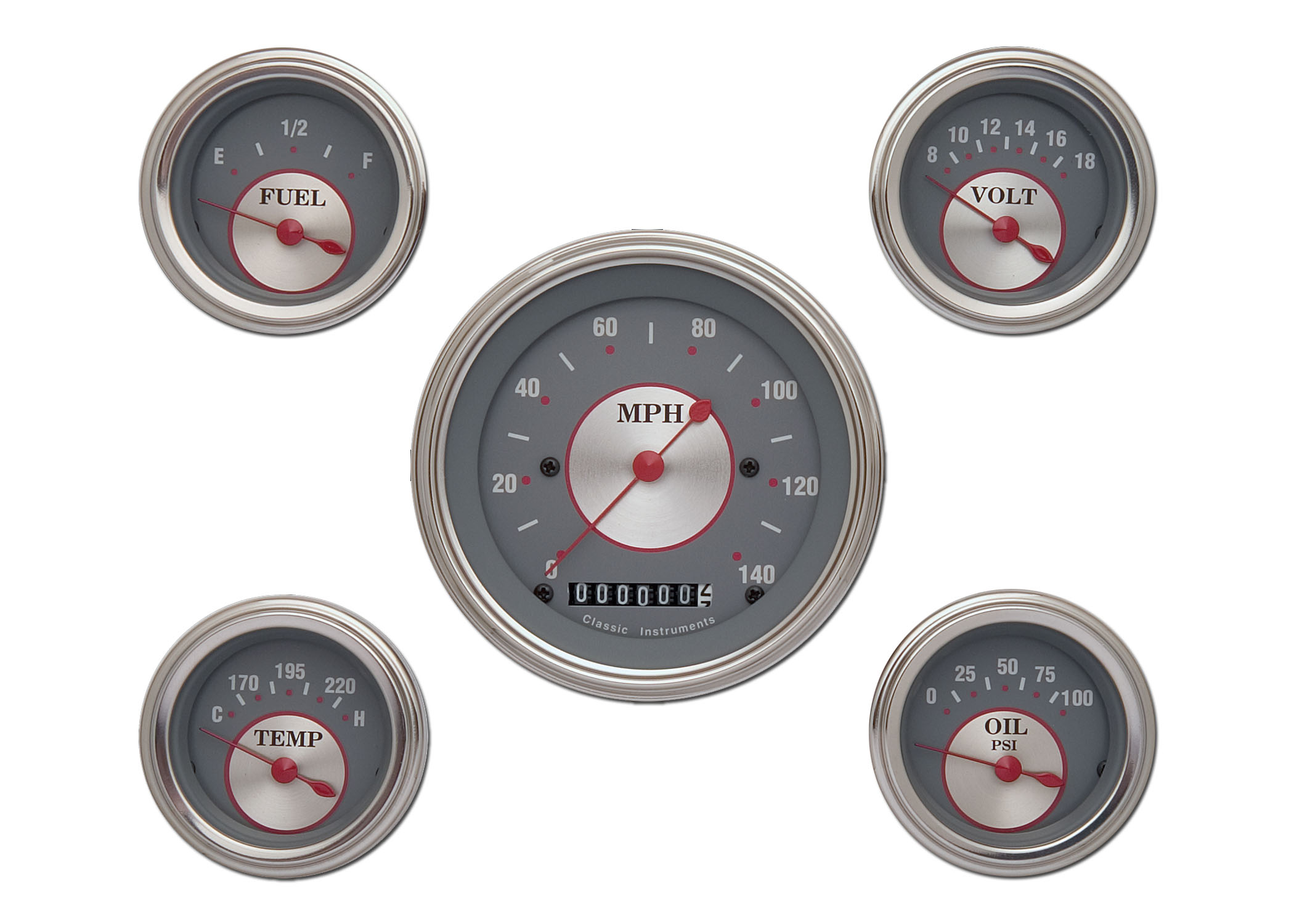 Classic Instruments SS00SLF - Silver Series Five Gauge Set