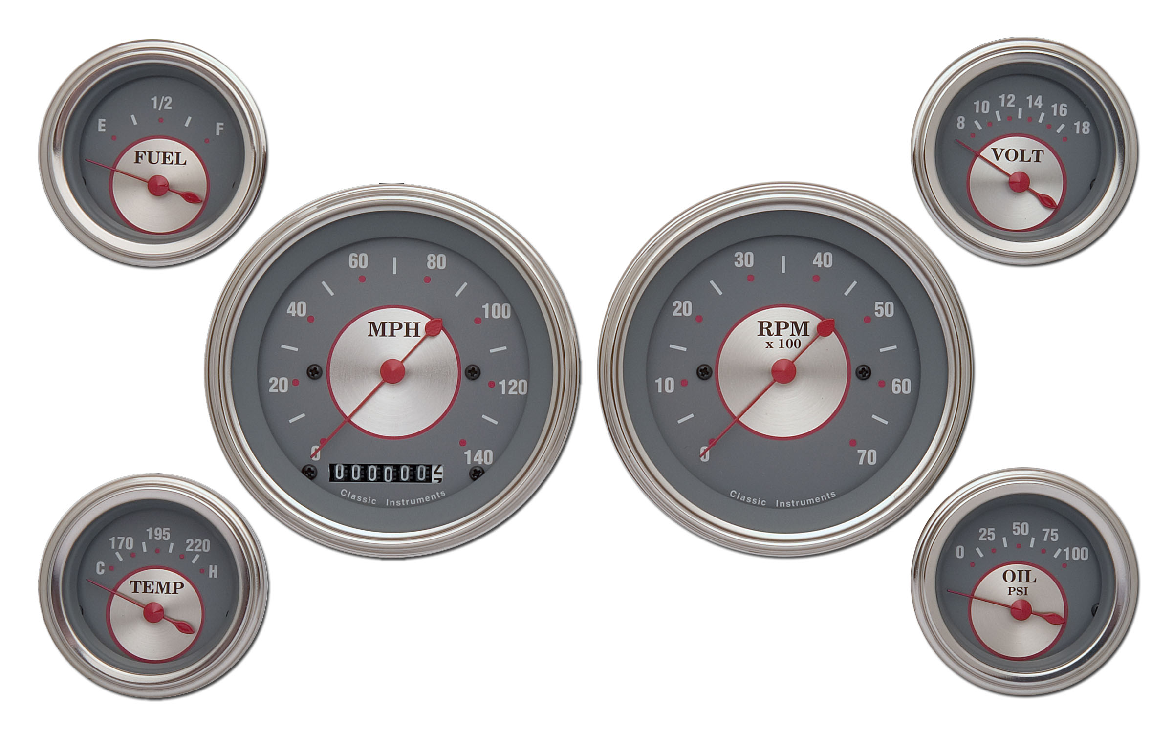 Classic Instruments SS01SLF - Silver Series Six Gauge Set