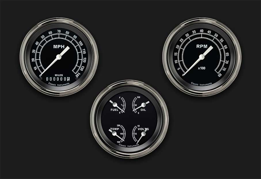 Classic Instruments TR03SLC - TRADITIONAL 3IN SPEEDO/QUAD/TACH-GM