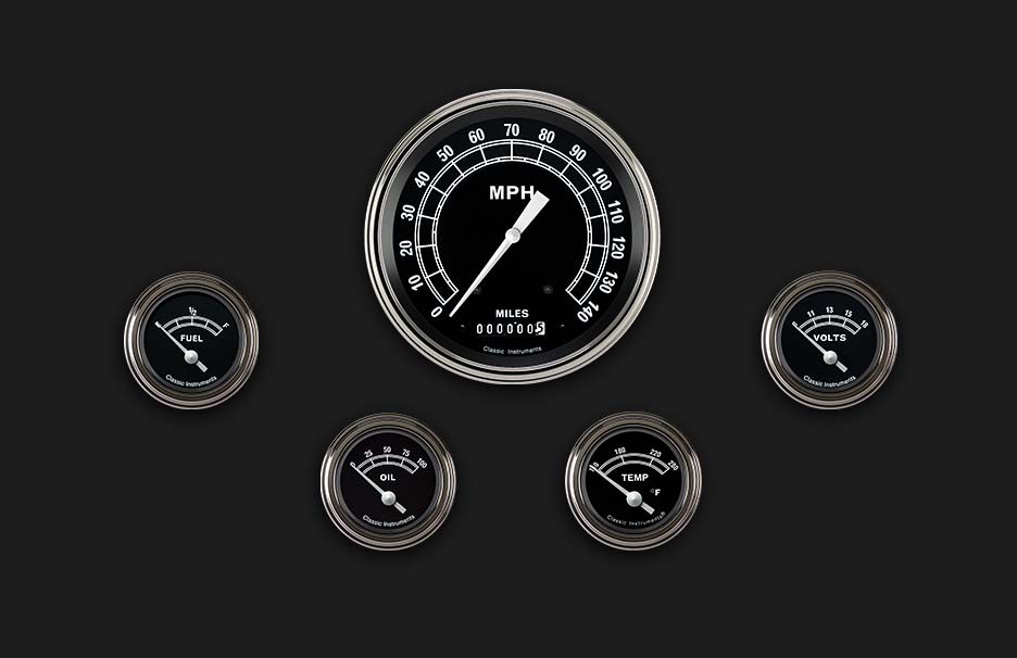 Classic Instruments TR54SLC - TRADITIONAL 5IN SPEEDO, 4 - 2IN FOTV-GM