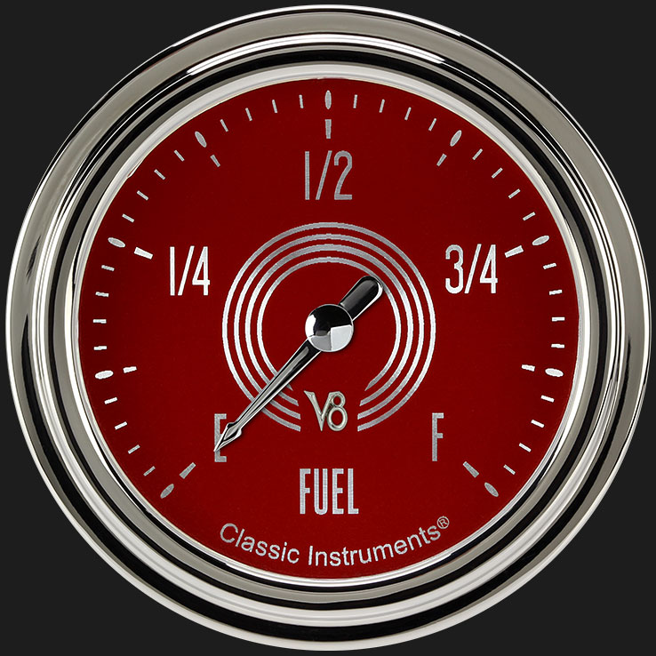 Classic Instruments V8RS309SLC - V8 Red Steelie 2 5/8" Fuel Gauge Classic Instruments V8RS309SLC - V8 Red Steelie 2 5/8" Fuel Gauge