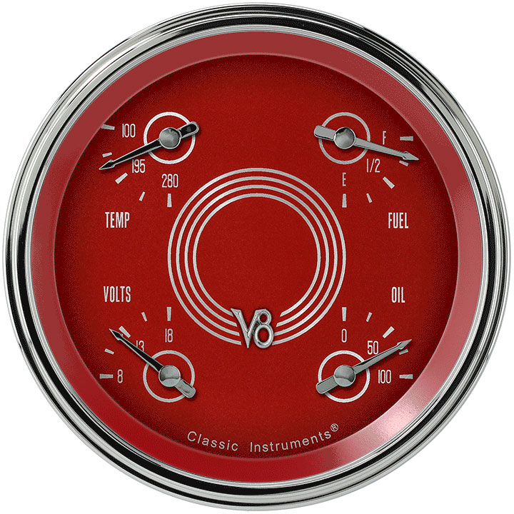 Classic Instruments V8RS31SLF - V8 RED STEELIE 5IN QUAD 0-30ohm
