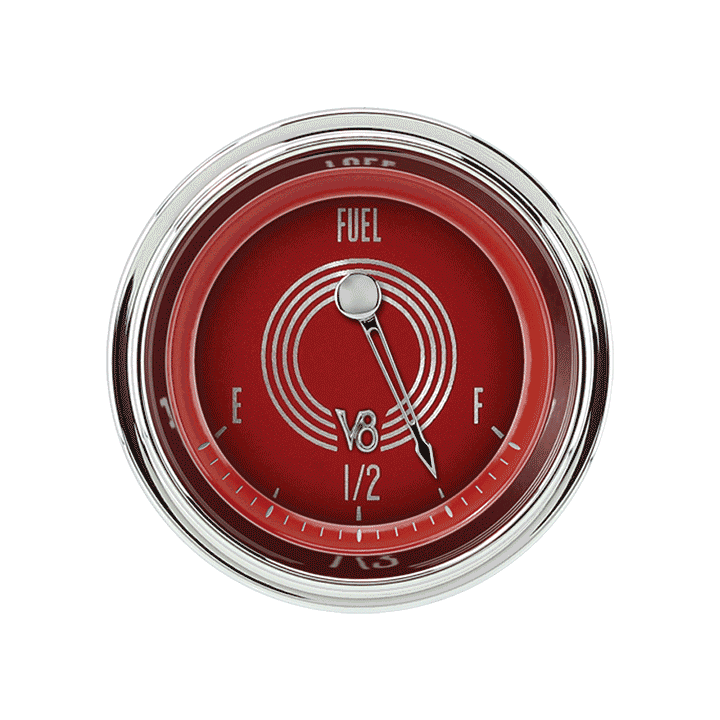 Classic Instruments V8RS14SLF - V8 RED STEELIE 2IN FUEL 0-30