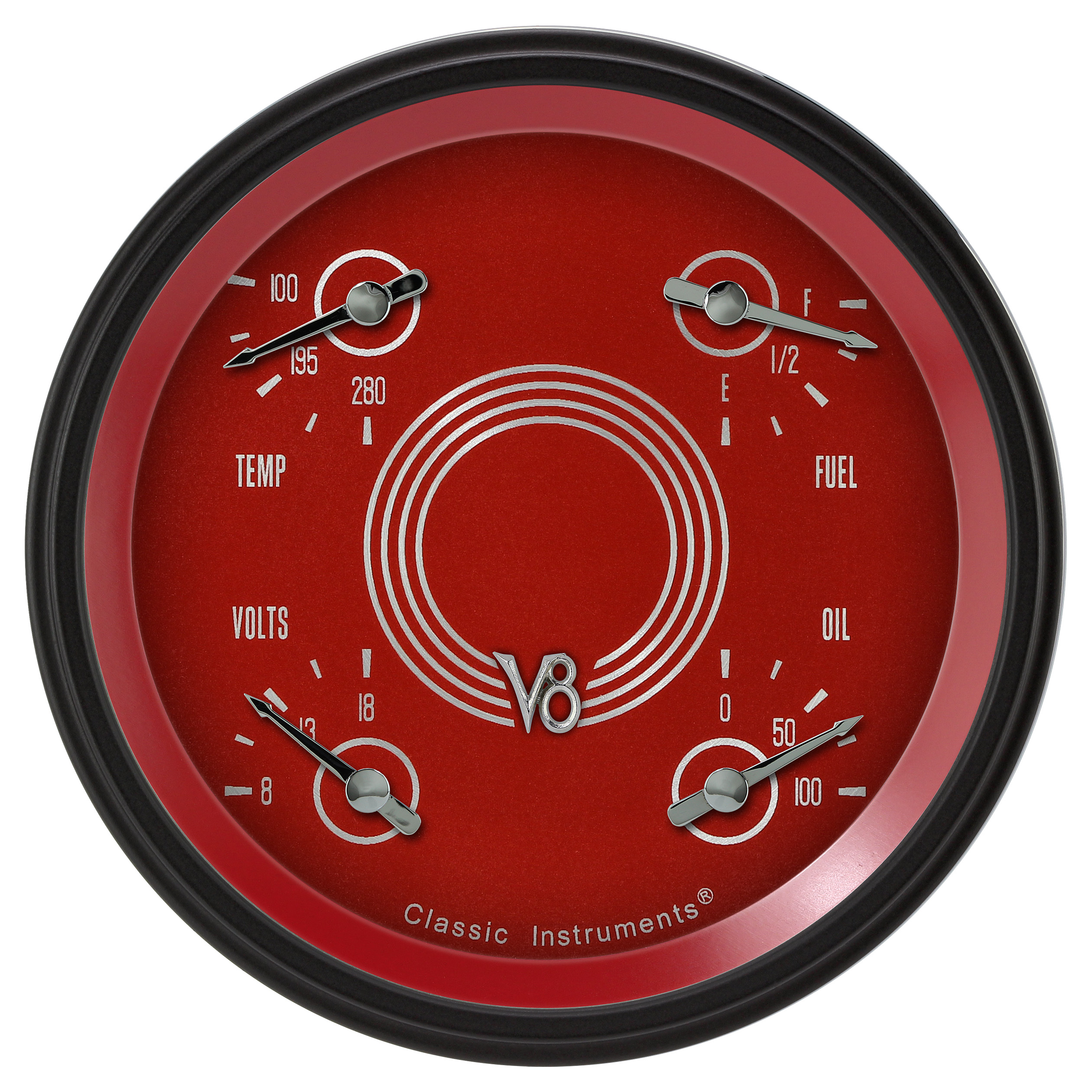 Classic Instruments V8RS78BLC - V8 RED STEELIE 5IN QUAD 0-90
