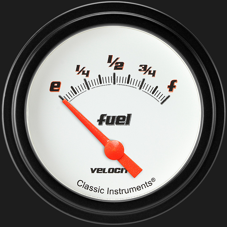 Classic Instruments VS211WBLF - Velocity White 2 5/8" Fuel Gauge