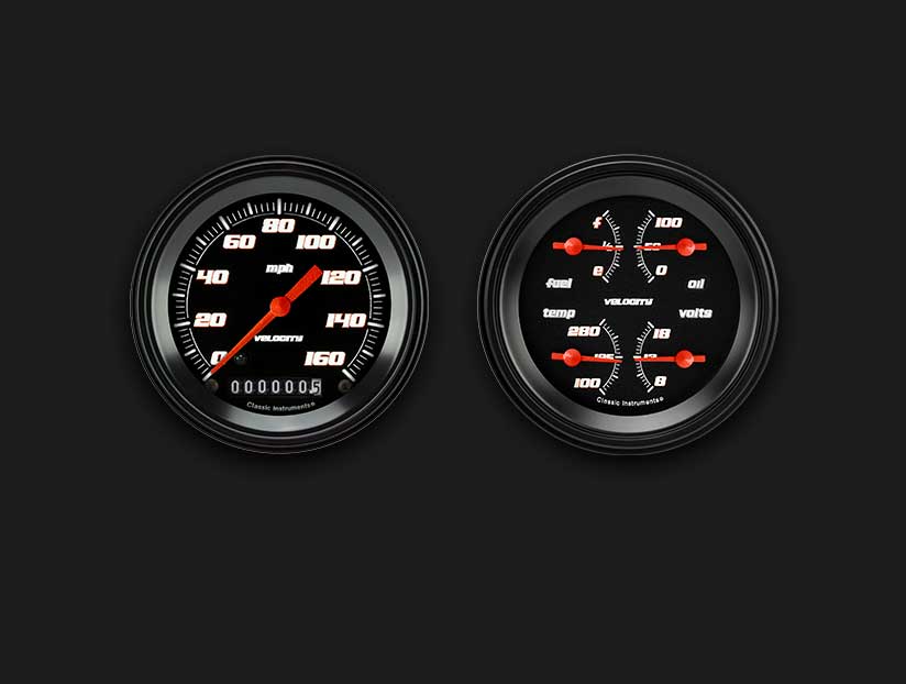 Classic Instruments VS02BBLF - Velocity Black Series Two Gauge Set