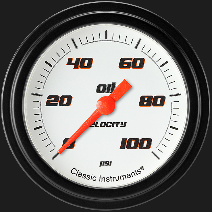 Classic Instruments VS381WBLF - Velocity White 2 5/8" Oil Pressure Gauge Classic Instruments VS381WBLF - Velocity White 2 5/8" Oil Pressure Gauge