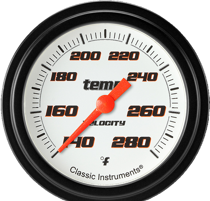 Classic Instruments VS326WBPF-02 - Velocity White 2 5/8" Full Sweep Water Temperature Gauge