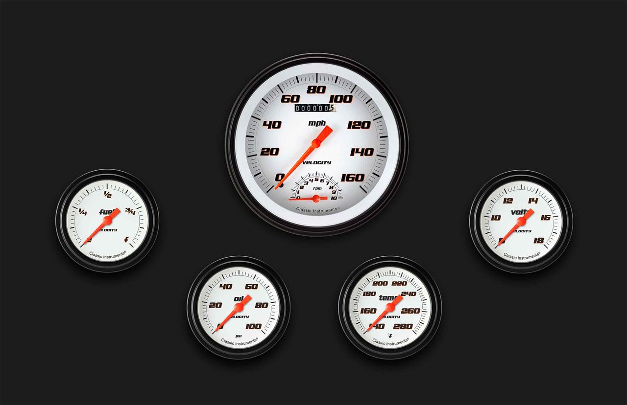 Classic Instruments VS365WBLF - Velocity White Five Gauge Set 365 Classic Instruments VS365WBLF - Velocity White Five Gauge Set 365