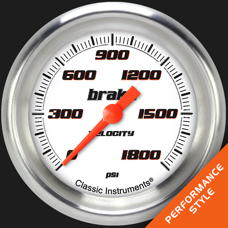 Classic Instruments VS367WAPF - Velocity White 2 5/8" Brake Pressure Gauge