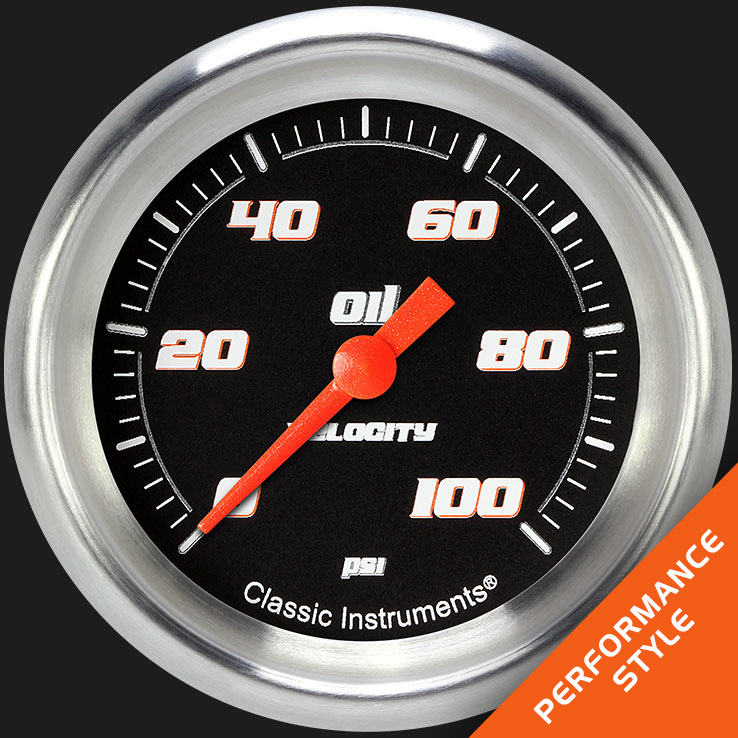 Classic Instruments VS381BAPF - Velocity Black 2 5/8" Oil Pressure Gauge Classic Instruments VS381BAPF - Velocity Black 2 5/8" Oil Pressure Gauge