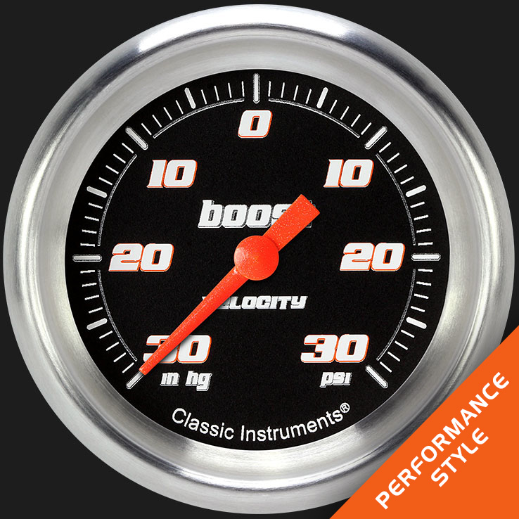 Classic Instruments VS341BAPF - Velocity Black 2 5/8" Boost/Vac Gauge Classic Instruments VS341BAPF - Velocity Black 2 5/8" Boost/Vac Gauge